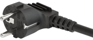 Device connection line, Europe, plug type E + F, angled on C13 jack, straight, H05VV-F3G1.0mm², black, 3 m
