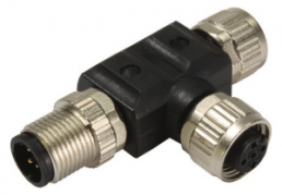 Adapter, M12 (5-pole, plug, A-coded) to 2 x M12 (5-pole, socket, A-coded), T-shape, 21033199501