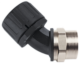 45° hose fitting, M25, 23 mm, Polyamide/Brass, nickel-plated, IP66, black, (L) 88 mm