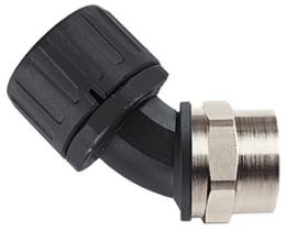 45° hose fitting, M20, 12 mm, Polyamide/Brass, nickel-plated, IP66, black, (L) 68 mm