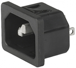 Plug C14, 3 pole, snap-in, plug-in connection, black, 6100.4310
