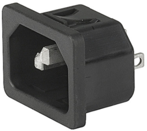Plug C14, 3 pole, snap-in, solder connection, black, 6100.4110