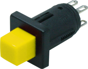 Pushbutton, 2 pole, yellow, unlit , 0.2 A/60 V, IP40, 0041.8842.1307