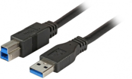 USB 3.0 connection cable, USB plug type A to USB plug type B, 1 m, black