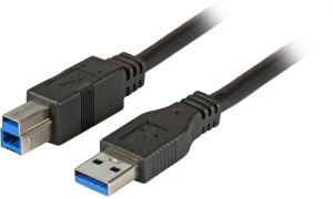 USB 3.0 Cable for front panel mounting, USB plug type A to USB plug type B, 3 m, black