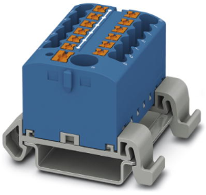 Distribution block, push-in connection, 0.14-4.0 mm², 13 pole, 24 A, 8 kV, blue, 3273222