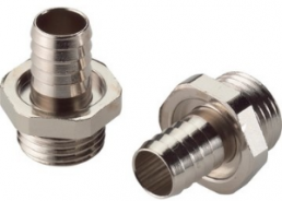 Straight hose fitting, PG11, brass, nickel-plated, IP54/IP68, metal, (L) 25 mm