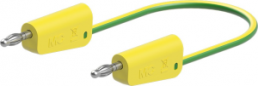 Measuring line with (4 mm lamella plug, straight) to (4 mm lamella plug, straight), 1 m, green/yellow, PVC, 1.0 mm²