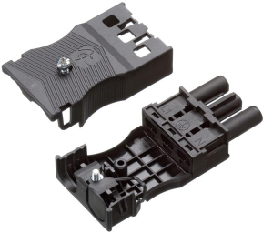 Socket, 3 pole, cable assembly, spring-clamp connection, 0.5-2.5 mm², black, AC 166 GBUPF/ 3 SW