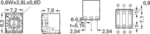 Encoding rotary switches, 16 pole, Hexadecimal-Real, straight, 100 mA/5 VDC, S-7051EA