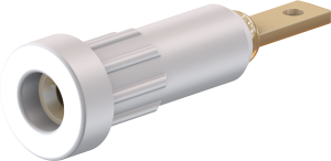2 mm socket, flat plug connection, mounting Ø 4.9 mm, white, 23.1011-29