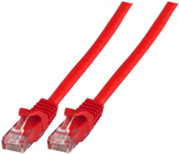 Patch cable, RJ45 plug, straight to RJ45 plug, straight, Cat 5e, U/UTP, LSZH, 1 m, red