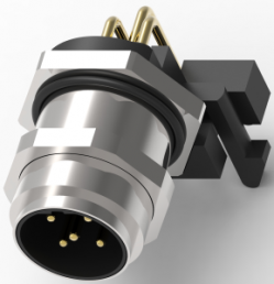 Plug, 5 pole, solder connection, screw locking, angled, 4-2172063-2