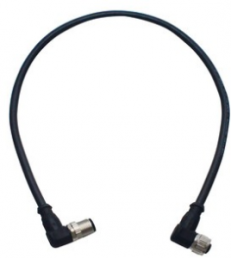 Sensor actuator cable, M12-cable plug, angled to M12-cable socket, angled, 12 pole, 1 m, PUR, black, 21348687C78010