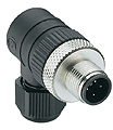 Plug, M12, 3 pole, screw connection, screw locking, angled, 44994