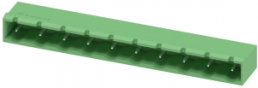 Pin header, 10 pole, pitch 7.62 mm, angled, green, 1766314