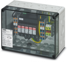 Switchgear combination, 1000 VDC for connection of 2x 2 strings, (H x W x D) 180 x 254 x 111 mm, IP65, polycarbonate, gray, 1055628
