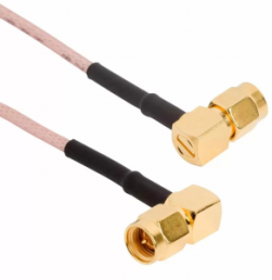 Coaxial Cable, SMA plug (angled) to SMA plug (angled), 50 Ω, RG-316/U, grommet black, 153 mm, 135104-01-06.00
