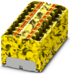 Distribution block, push-in connection, 0.2-6.0 mm², 18 pole, 32 A, 6 kV, yellow/black, 3273854