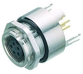 Mounting socket, 8 pole, solder connection, Screw locking, straight, 09 0428 35 08