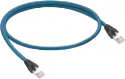 Sensor actuator cable, RJ45-cable plug, straight to RJ45-cable plug, straight, 8 pole, 1 m, TPE, blue, 1445