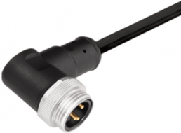 Sensor actuator cable, 7/8"-cable plug, angled to open end, 3 pole, 10 m, PUR, black, 12 A, 1292091000