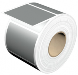 Polyester Label, (L x W) 63.5 x 50.8 mm, silver, Roll with 500 pcs