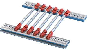 Guide Rail Standard Type, PC, 280 mm, 2 mm GrooveWidth, Multi-Piece, Red/Silver, 10 Pieces