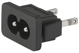 Plug C8, 2 pole, snap-in, solder connection, black, 6160.0029
