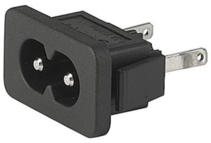 Plug C8, 2 pole, snap-in, plug-in connection, black, 6160.0027