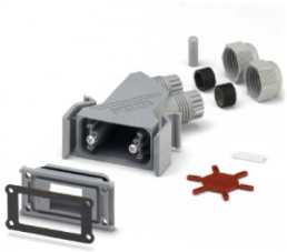 D-Sub connector kit, size: 2 (DA), angled 45°, cable Ø 3 to 9 mm, polyamide, gray, 1689129