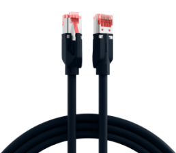 Patch cable, RJ45 plug, straight to RJ45 plug, straight, Cat 6A, S/FTP, LSZH, 0.15 m, black