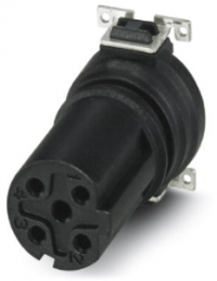 Socket, M12, 4 pole, SMD, screw locking, straight, 1411975