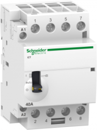Installation contactor, 4 pole, 40 A, 400 V, 4 Form A (N/O), coil 24 VAC, screw connection, A9C21144