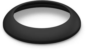 Front ring, round, Ø 23.5 mm, (H) 4.6 mm, black, for pushbutton switch, 5.00.888.510/0100