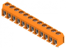 PCB terminal, 12 pole, pitch 5 mm, AWG 26-14, 15 A, screw connection, orange, 1234740000