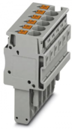 Plug, push-in connection, 0.2-6.0 mm², 6 pole, 32 A, 8 kV, gray, 3212041