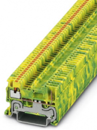 Protective conductor terminal, push-in connection, 0.14-1.5 mm², 2 pole, 6 kV, yellow/green, 3212332