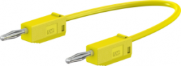 Measuring lead with (2 mm plug, spring-loaded, straight) to (2 mm plug, spring-loaded, straight), 450 mm, yellow, PVC, 0.5 mm², CAT O