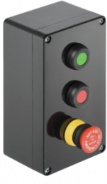 Klippon control station, 1 emergency stop pushbutton red, 2 pushbutton green/red, 2 Form B (N/C) + 2 Form A (N/O), 1537170000