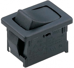 Rocker switch, black, 1 pole, On-Off-(On), changeover switch (1 pole), 6 A/250 VAC, IP40, unlit, unprinted