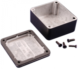 Aluminum die cast enclosure, (L x W x H) 60 x 55 x 26 mm, black (RAL 9005), IP66, 1550WQBK