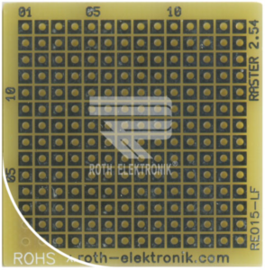 DiL prototyping board, 40 x 40 mm, single-sided, 14 x 14 solder pads, Roth Elektronik RE015-LF