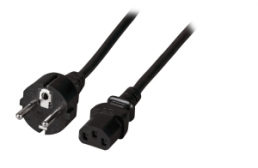 Power cord, Europe, plug type E + F, straight on C13 jack, straight, black, 0.5 m