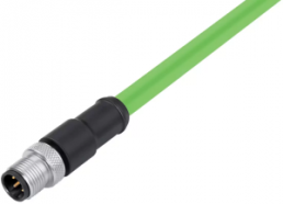 Sensor actuator cable, M12-cable plug, straight to open end, 4 pole, 2 m, PUR, green, 4 A, 77 4529 0000 50704 0200