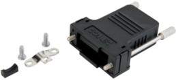 D-Sub connector housing, size: 1 (DE), straight 180°, cable Ø 10.6 mm, ABS, black, 165X13469XE