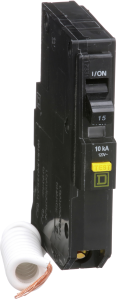 Circuit breaker, toggle actuator, 1 pole, 15 A, (W x H x D) 19 x 105 x 74 mm, screw mounting, QO115GFI