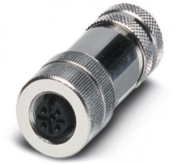 Socket, M12, 4 pole, screw connection, screw locking, straight, 1515170