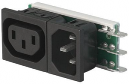 Combination element C14 + F, 3 pole, snap-in, plug-in connection, black, 6421.0053.12