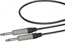 Audio connecting cable, 6.35 mm-mono plug, straight to 6.35 mm-mono plug, straight, 4,5 m, nickel-plated, black
